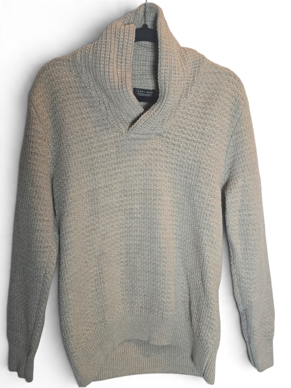 Men's Shawl Collar Knit Sweater - Light Gray